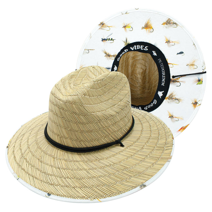 Gallatin River Straw Wide Brim Lures Fishing Lifeguard Hat  Doba Default  