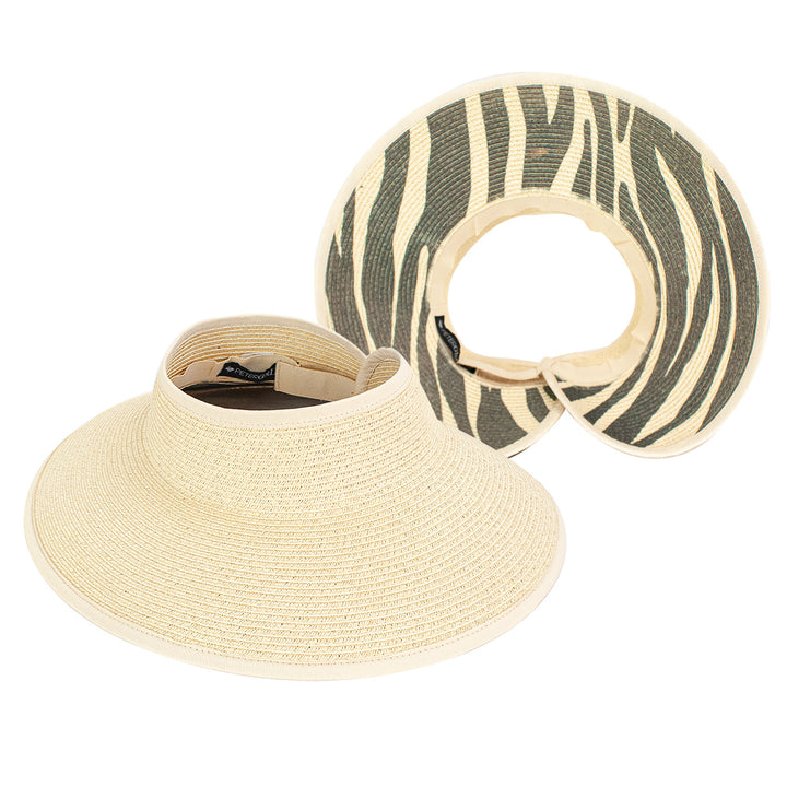 Striped Straw Polyester Visor Hat  Doba Default  