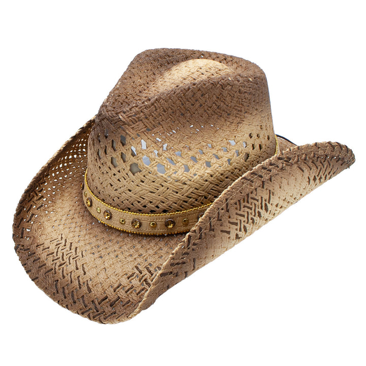 Webb Straw Woven Rhinestone Cowboy Western Drifter Hat  Doba Default  