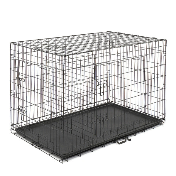 48" Pet Kennel Cat Dog Folding Steel Crate Animal Playpen Wire Metal  Doba as picture  