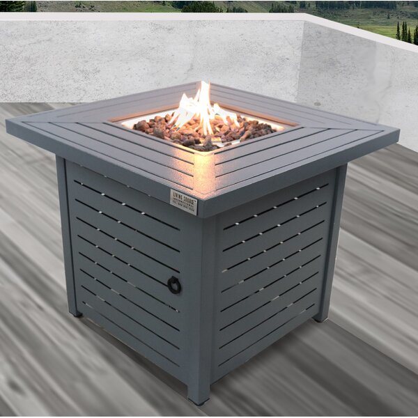 Living Source International 25" H Steel Outdoor Fire Pit Table with Lid ( Grey )  Doba 1  