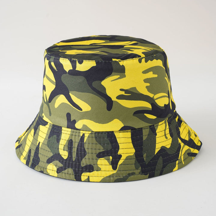 Double-sided fisherman hat new summer sun hat women's casual fashion trendy foldable camouflage pot hat  Doba Yellow  