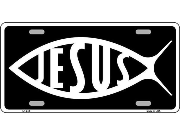 Jesus Fish Metal Novelty License Plate License Plate Cozy Home Treasures   